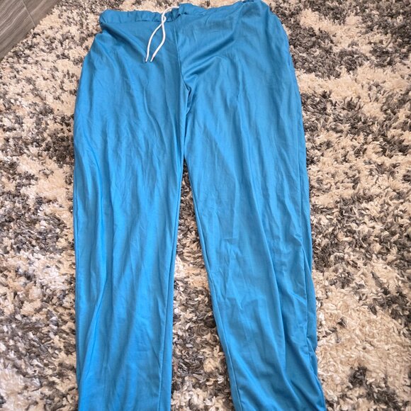 Bright Blue Drawstring Jogger Pants 2XL Plus Size Stretch Knit Athletic EUC - Picture 1 of 3